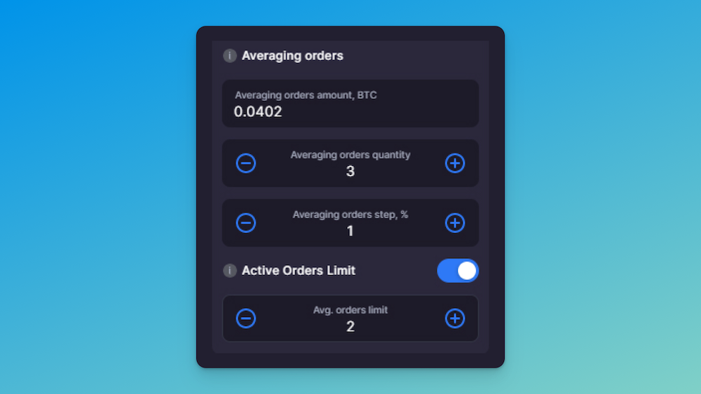 Pic. 7. Toggle [Active Orders Limit] on and adjust the quantity if you like.