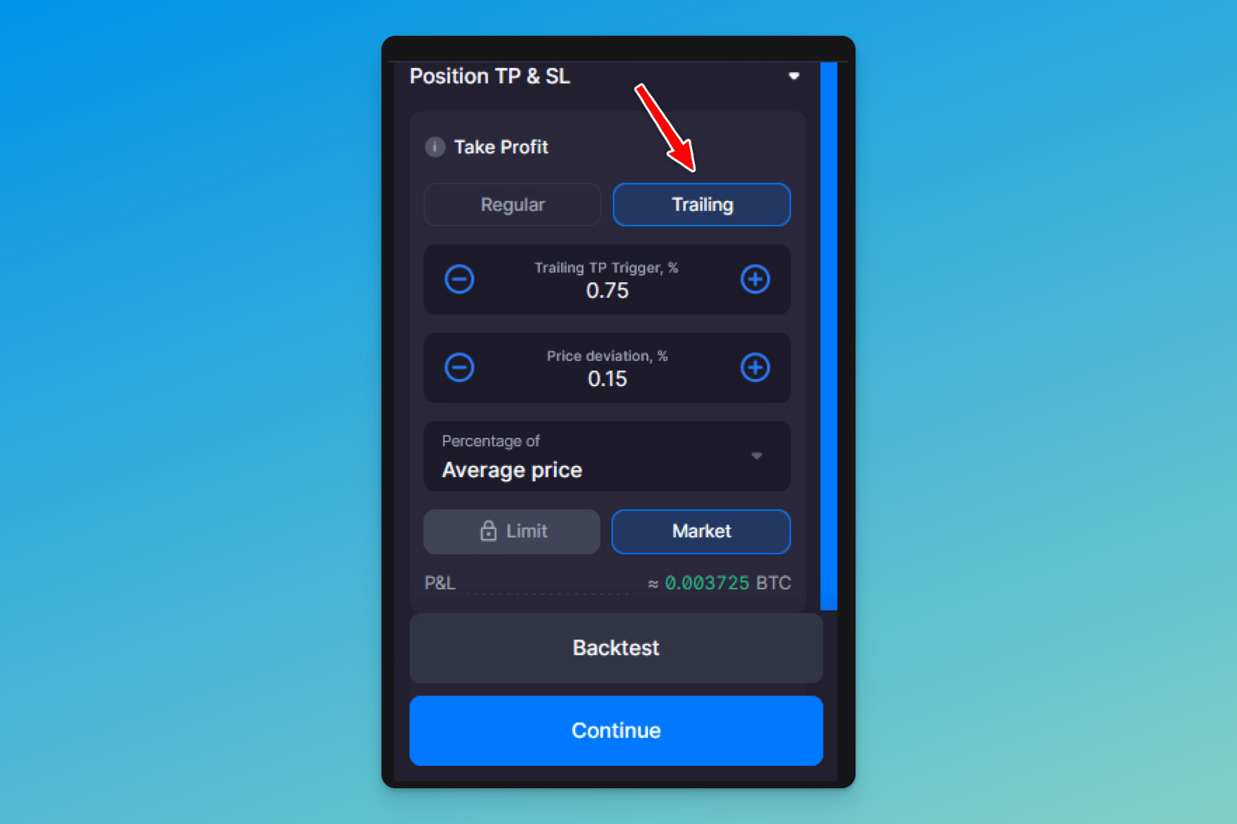 Pic. 1. Click on [Trailing] to enable TTP and adjust its settings.