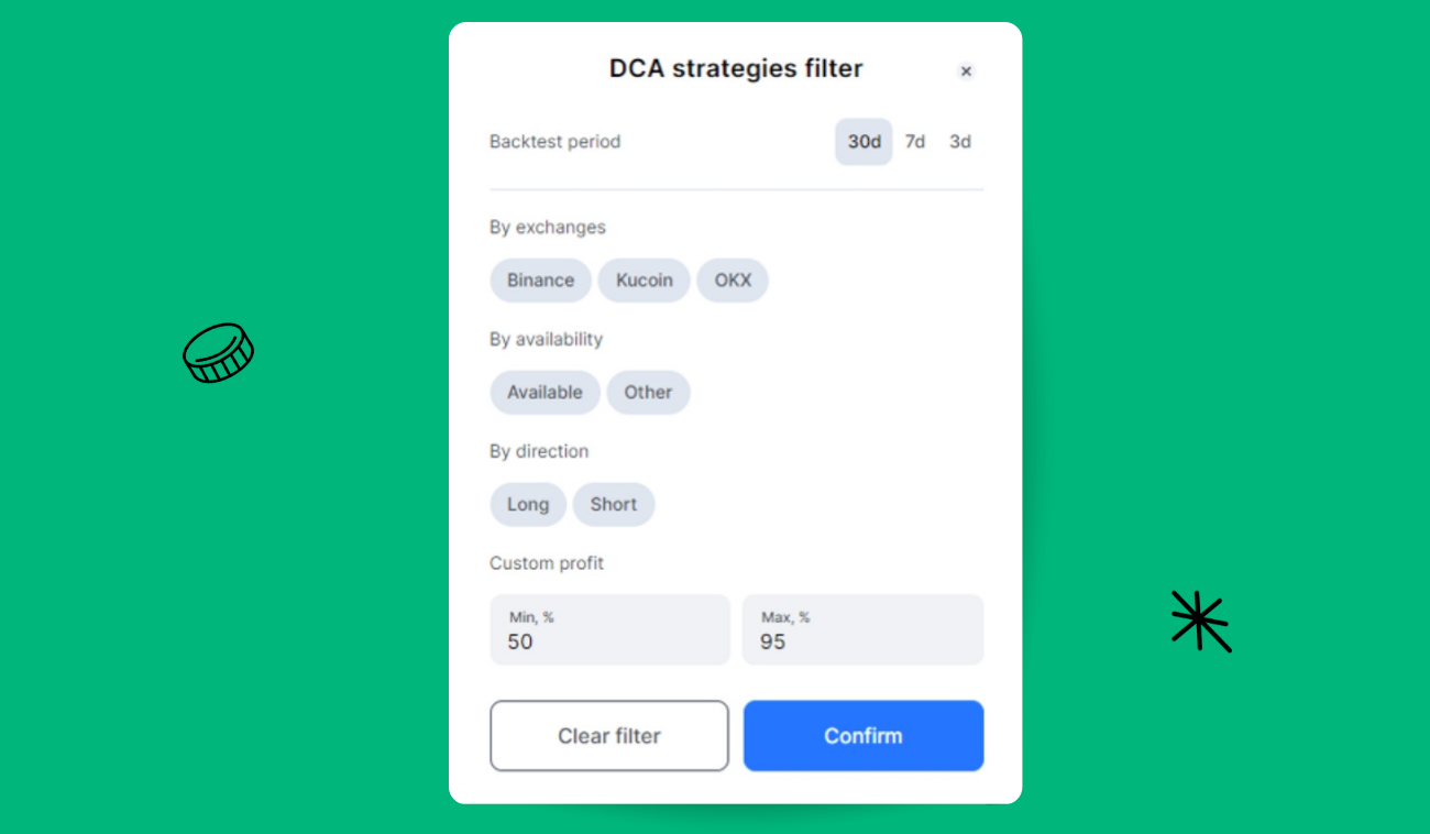 Pic. 5. Advanced strategy filter settings menu.