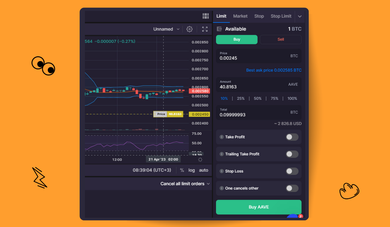 Pic. 1. Placing a limit order on the Bitsgap platform.