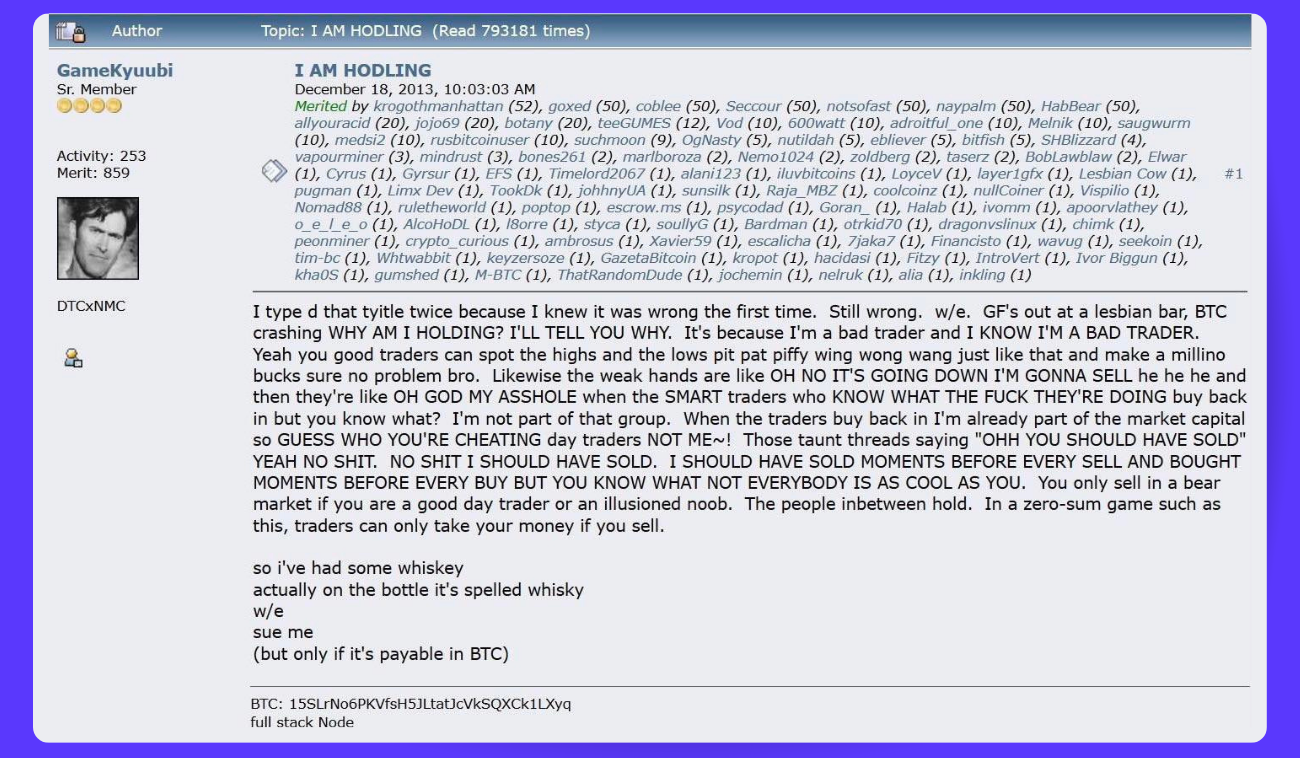 Pic. 1. The original, slightly mad Bitcointalk post.